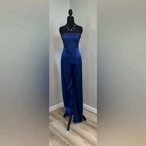 Alice + Olivia Navy Blue Strapless Jumpsuit